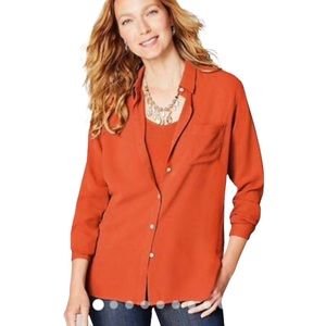 NWOT J. Jill Orange Campari Long Sleeve Blouse Career / casual size Large